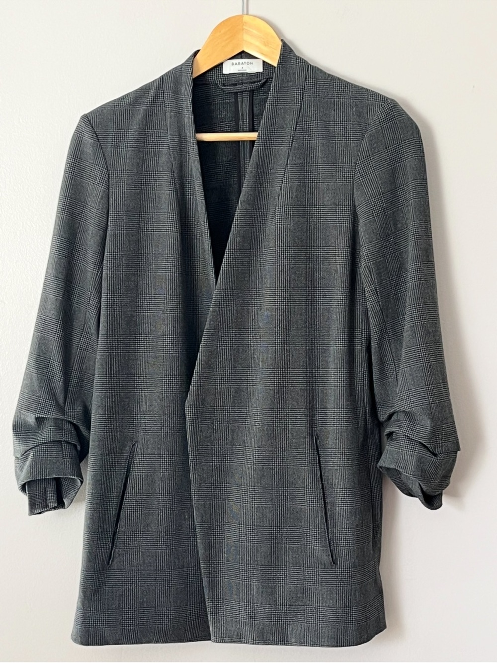 Women’s Aritzia Babaton Open Front / Plaid 'Power' Hip Blazer